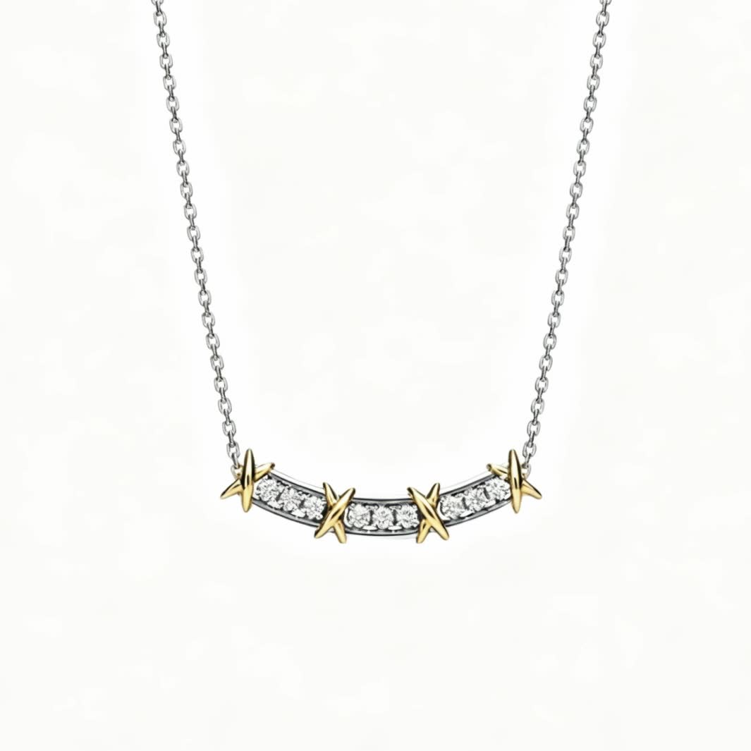 Tiffany & Co 925 Sterling Silver and Gold Plated Diamond Necklace